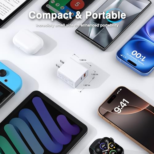 LCGENS USB C Wall Charger Block 20W, 2-Pack Dual Port PD Power Delivery Fast Type C Charging Block Plug Compatible with iPhone 11/12/13/14/15/16/Pro Max, XS/XR/X, Ipad Pro, Samsung Galaxy - Image 5
