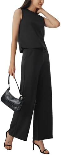 AFITNE Women's 2 Piece Outfits Air Essentials Sleeveless Tank Crop Top Wide Leg Sweatpants Lounge Set 2025 Tracksuit - Image 2