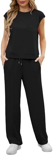 GRECERELLE 2 Piece Sets For Women Summer 2025 Outfits Lounge Sets Sleeveless Sweatsuits Wide Leg Tracksuits With Pockets - Image 3