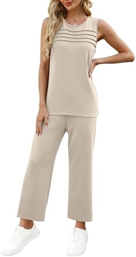 WIHOLL Two Piece Sets for Women Summer Outfits Matching Lounge Sets Wide Leg Crop Pants Vacation Travel - Image 3