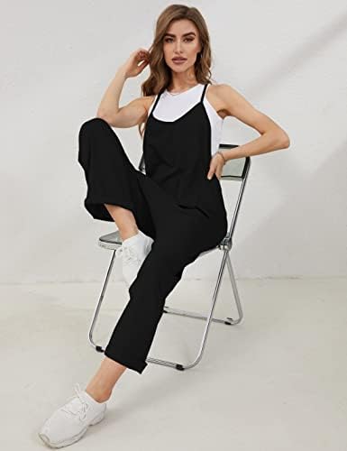 Lentta Women's Causal Jumpsuits V Neck Sleeveless Harem Overalls Stretchy Adjustable Strap Romper with Pockets - Image 8