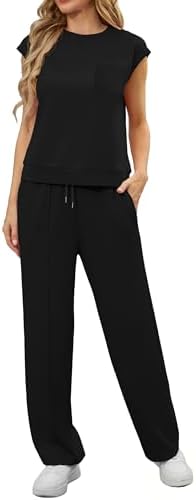 GRECERELLE 2 Piece Sets For Women Summer 2025 Outfits Lounge Sets Sleeveless Sweatsuits Wide Leg Tracksuits With Pockets - Image 2