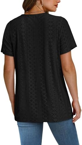 SAMPEEL Womens Summer Tops Trendy 2025 Eyelet Crossed V Neck T Shirts Loose Casual Short Sleeve Tshirts Shirts Fashion - Image 5