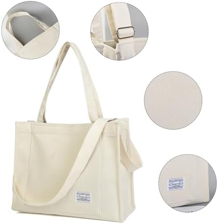 Valleycomfy Tote Bag for Women Corduroy Crossbody Tote Bag Purse Women Travel Shoulder Bags Work Handbags Everyday Hobo Bag - Image 4