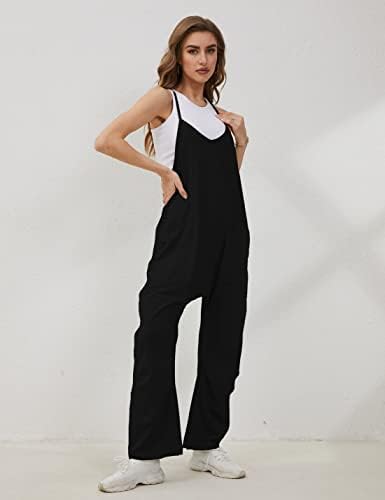 Lentta Women's Causal Jumpsuits V Neck Sleeveless Harem Overalls Stretchy Adjustable Strap Romper with Pockets - Image 6