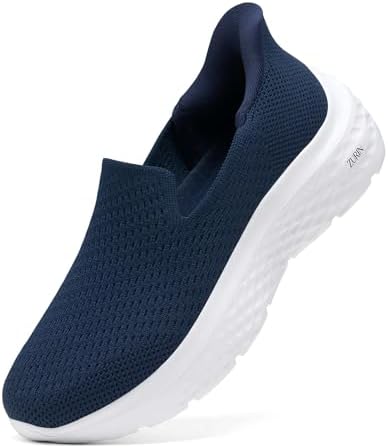 ZURIN Womens Slip On Walking Shoes with Arch Support,Lightweight No Lace Sneakers,Non Slip Breathable Tennis Shoes,Casual Travel Work Shoes
