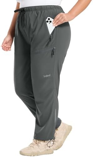 baleaf Plus Size Pants for Women Hiking Cargo Water Resistant UPF 50+ Cargo Joggers Zipper Pockets
