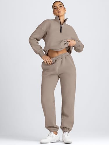 AUTOMET Women's Sweatsuits 2 Piece Outfits Long Sleeve Half Zip Pullover and Baggy Sweatpants with Pockets - Image 3