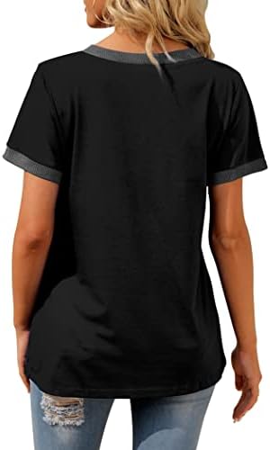 Geifa Womens T Shirts Short Sleeve V Neck Loose Casual Summer Tops with Pocket - Image 4