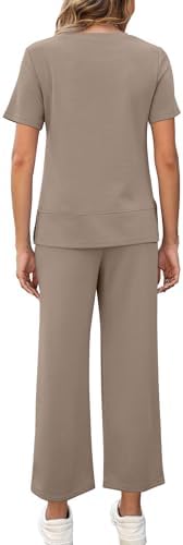 OFEEFAN Women's Lounge Sets Fashion Outfits Wide Leg Loungewear Side Slit Tracksuit for Vacation Travel Airport S-3XL - Image 6