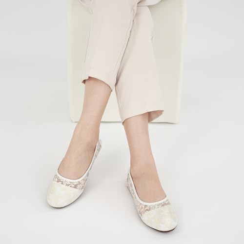 Ballet Flats for Women Shoes: Black 8 Comfortable Breathable Lace Dressy Flats - Ladies Wedding Flat Casual Work Shoes - Image 2