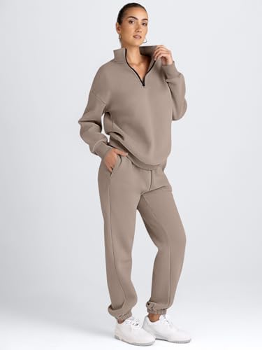 AUTOMET Women's Sweatsuits 2 Piece Outfits Long Sleeve Half Zip Pullover and Baggy Sweatpants with Pockets - Image 4