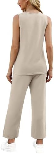 WIHOLL Two Piece Sets for Women Summer Outfits Matching Lounge Sets Wide Leg Crop Pants Vacation Travel - Image 5