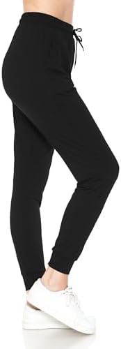 Leggings Depot Women's Relaxed-fit Jogger Track Cuff Sweatpants with Pockets for Yoga, Workout