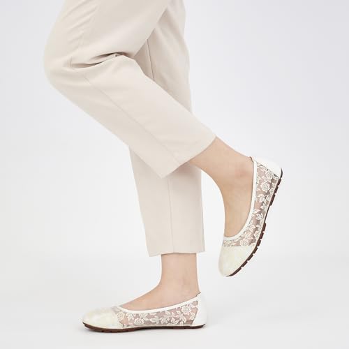 Ballet Flats for Women Shoes: Black 8 Comfortable Breathable Lace Dressy Flats - Ladies Wedding Flat Casual Work Shoes - Image 6