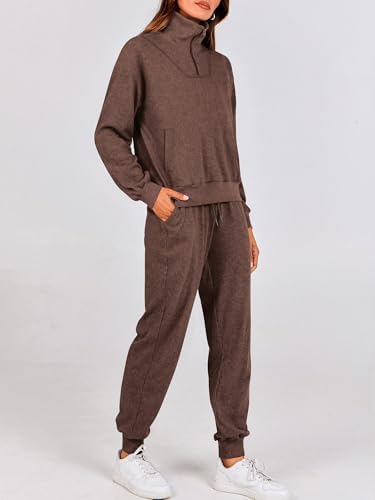BTFBM Women's 2 Piece Tracksuit Fall Outfits 2025 Long Sleeve Half Zip Sweatshirt Sweatpants Lounge Set Sweatsuits - Image 2