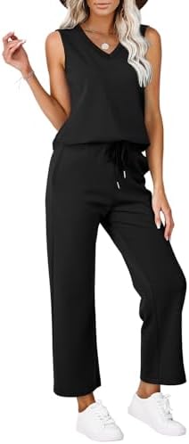 WIHOLL Two Piece Set for Women Summer Outfits Vacation Trendy Lounge Sets V Neck Matching Sets - Image 6