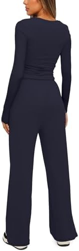Darong Women's 2 Piece Sets Fall Outfits Long Sleeve Wide Leg Tracksuits Casual Lounge Set Matching Sets - Image 2