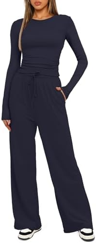 Darong Women's 2 Piece Sets Fall Outfits Long Sleeve Wide Leg Tracksuits Casual Lounge Set Matching Sets - Image 3