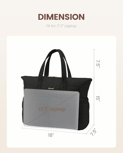 LOVEVOOK Tote Bag for Women,Light Puffer Tote Bag with Multi-pockets,Stylish Carry on Laptop Bags for Daily,Travel,Work,Gym - Image 6