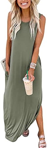 ANRABESS Women Casual Loose Sundress Sleeveless Split Maxi Long Beach Shirt Dress Travel Vacation 2025 Summer Outfits - Image 3