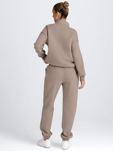 AUTOMET Women's Sweatsuits 2 Piece Outfits Long Sleeve Half Zip Pullover and Baggy Sweatpants with Pockets - Image 5