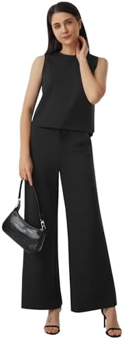 AFITNE Women's 2 Piece Outfits Air Essentials Sleeveless Tank Crop Top Wide Leg Sweatpants Lounge Set 2025 Tracksuit - Image 4
