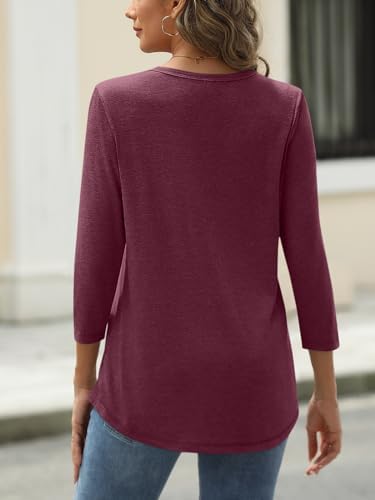 AUTOMET Womens Tops 3/4 Length Long Sleeve Shirts Fall Clothes Business Casual Dressy Blouse Loose Fit Basic Tee Trendy - Image 5