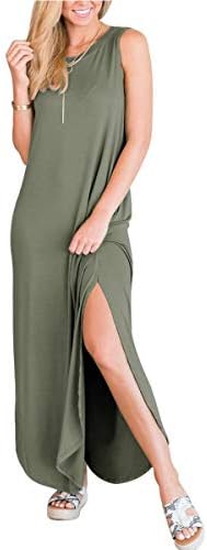 ANRABESS Women Casual Loose Sundress Sleeveless Split Maxi Long Beach Shirt Dress Travel Vacation 2025 Summer Outfits - Image 5