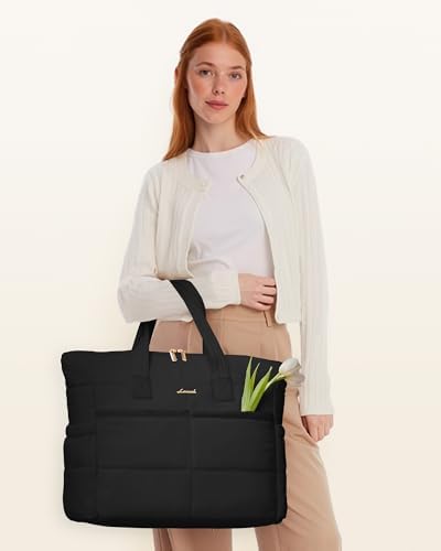 LOVEVOOK Tote Bag for Women,Light Puffer Tote Bag with Multi-pockets,Stylish Carry on Laptop Bags for Daily,Travel,Work,Gym - Image 7