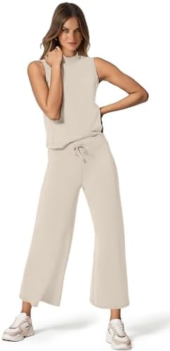 XIEERDUO Two Piece Sets for Women Summer Lounge Sets Beach Vacation Travel Outfits Casual Wide Leg Pants Matching Sets - Image 2