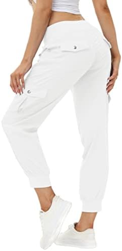 MoFiz Women's Lightweight Hiking Cargo Pants Outdoor Quick Dry Casual Travel Sweatpants Joggers Elastic Waist Button Pockets