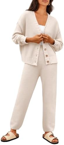 LILLUSORY Womens Cardigan Pants Sets 2 Piece Slouchy Sweater Loungewear