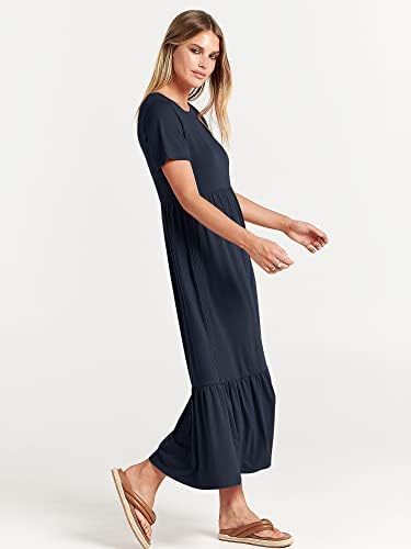 ANRABESS Women Summer Casual Short Sleeve Crewneck Aline Swing Flowy Tiered Shirt Maxi Beach Long Dress 2025 Trendy Outfits - Image 4