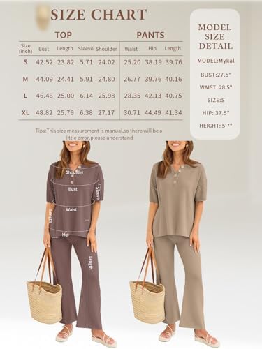 LILLUSORY Lounge Sets for Women 2 Piece Casual Outfits Matching Sets Short Sleeve Cozy knit Tops and Elastic Waisted Pants - Image 6