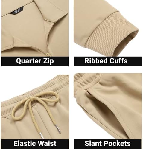 COOFANDY Men's Tracksuit 2 Piece Quarter Zip Polo Athletic Sweatsuits Casual Running Jogging Sport Suit Sets - Image 5