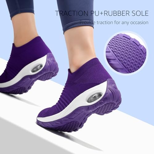 STQ Walking Shoes Women Slip on Sneakers Non Slip Work Air-Cushion Arch Support Tennis Plantar Fasciitis Orthopedic Breathable Mesh Comfortable Ladies Nursing - Image 5