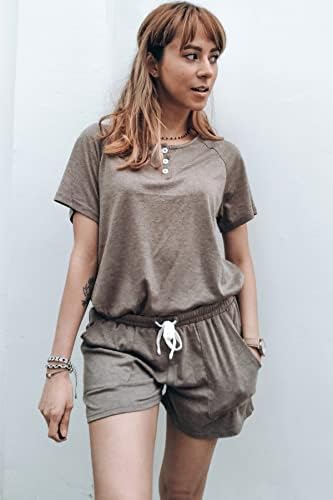 WIHOLL Two Piece Outfits for Women Lounge Sets Button Down Top and Shorts Set Sweatsuits with Pockets - Image 2