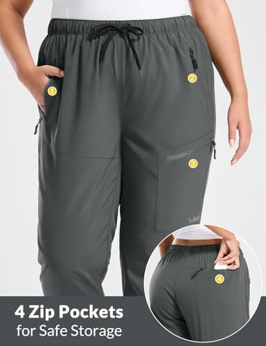 baleaf Plus Size Pants for Women Hiking Cargo Water Resistant UPF 50+ Cargo Joggers Zipper Pockets - Image 5