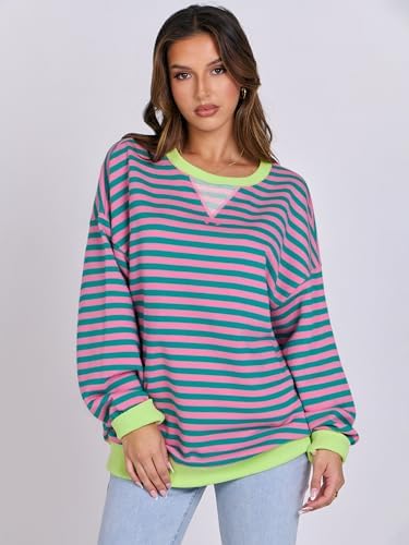 ANRABESS Women Striped Oversized Sweatshirt Crewneck Long Sleeve Shirts Hoodies 2025 Summer Fashion Pullover Top Y2K Outfits - Image 2
