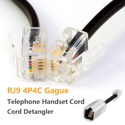 Uvital Telephone Handset Cord Detanglers, 2 Pack Landline Handset Cord Cable 10Ft Uncoiled(1.2 Ft Coiled) and 2 Pack Anti-Tangle Telephone Cord Untangler 360 Degree Rotating Swivel Cord(Black) - Image 3