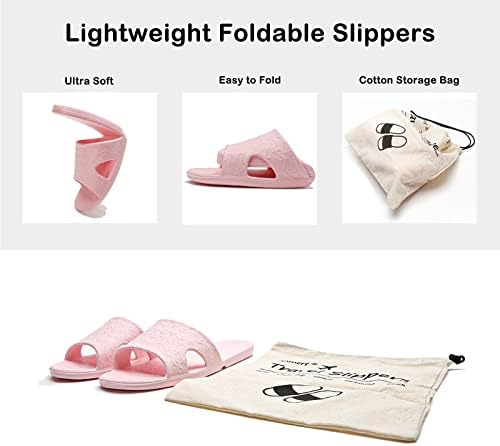 Anmerl Travel Slippers for Women and Men, Portable Foldable Slippers with Cotton Storage Bag, Soft Comfy Non-Slip Quick Dry House Bathroom Shower Shoes Spa Gym Swimming Beach Sandals - Image 3