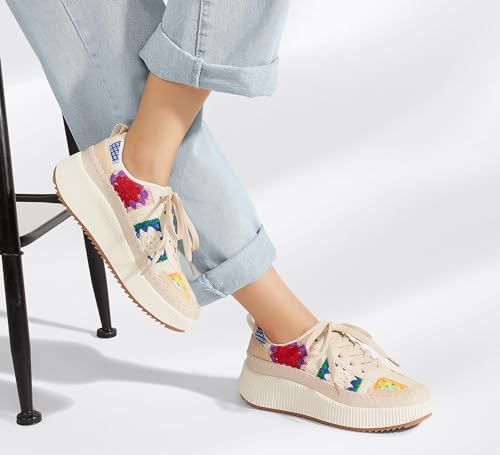 LUCKY STEP Women's Platform Sneakers Rhinestone Fashion Chunky Casual Sparkly Retro Braided Walking Shoes - Image 9