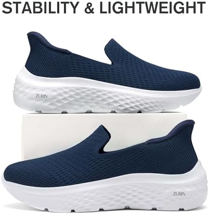 ZURIN Womens Slip On Walking Shoes with Arch Support,Lightweight No Lace Sneakers,Non Slip Breathable Tennis Shoes,Casual Travel Work Shoes - Image 4