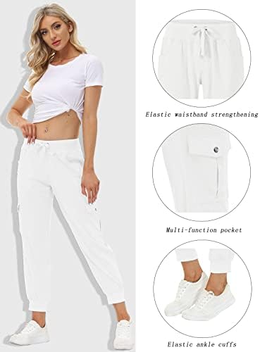 MoFiz Women's Lightweight Hiking Cargo Pants Outdoor Quick Dry Casual Travel Sweatpants Joggers Elastic Waist Button Pockets - Image 2
