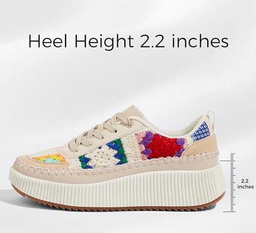 LUCKY STEP Women's Platform Sneakers Rhinestone Fashion Chunky Casual Sparkly Retro Braided Walking Shoes - Image 3