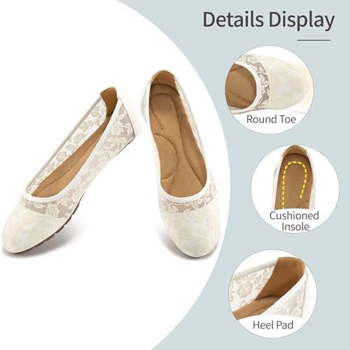 Ballet Flats for Women Shoes: Black 8 Comfortable Breathable Lace Dressy Flats - Ladies Wedding Flat Casual Work Shoes - Image 3