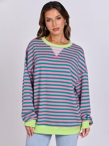 ANRABESS Women Striped Oversized Sweatshirt Crewneck Long Sleeve Shirts Hoodies 2025 Summer Fashion Pullover Top Y2K Outfits - Image 7
