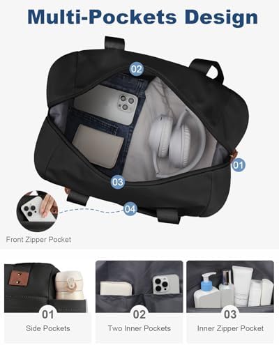 Travel Duffle Bag, Waterproof Weekender Overnight Hospital Bags for Women Men with Toiletry Bag Lightweight Carry on Personal Item Duffle Gym Bag for Travel, Airplanes, Sports - Image 6