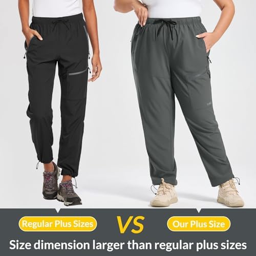 baleaf Plus Size Pants for Women Hiking Cargo Water Resistant UPF 50+ Cargo Joggers Zipper Pockets - Image 3